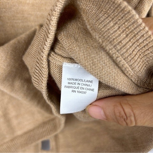 Milly 100% merino wool beige tan cutout detail sweater P - Picture 7 of 7